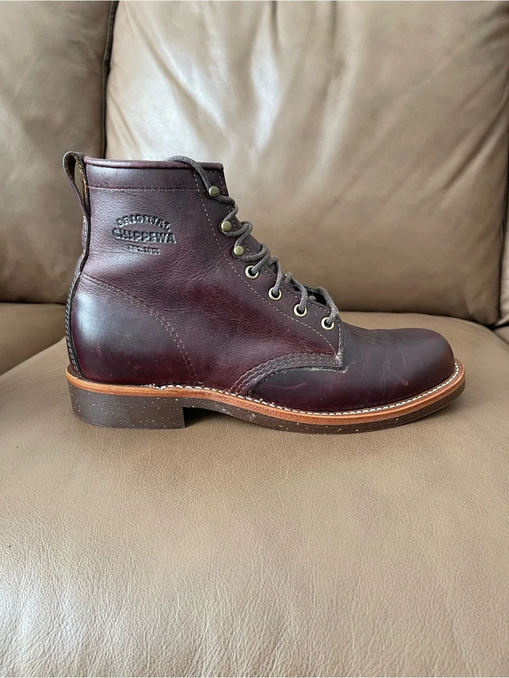 Chippewa Men's Leather Lace Up Boots Size 8.5 D Burgundy